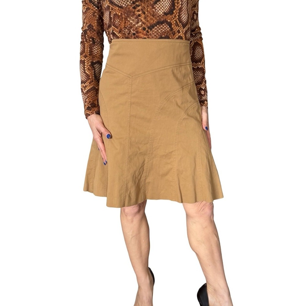 Vintage Moschino Cheap & Chic A Line Mini Skirt Cotton Seamed Caramel Size 10
